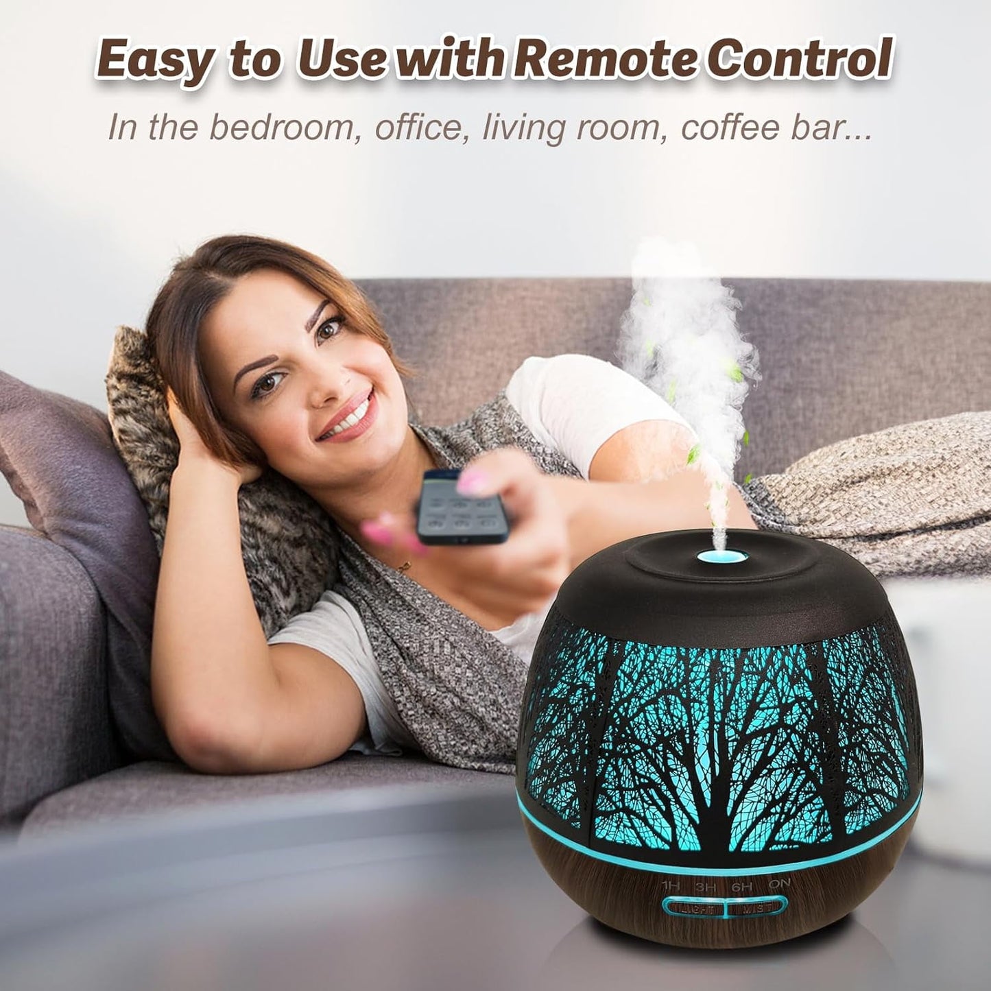 Cool Mist & Waterless Auto-Off 400Ml Essential Oil Diffuser with Remote Control