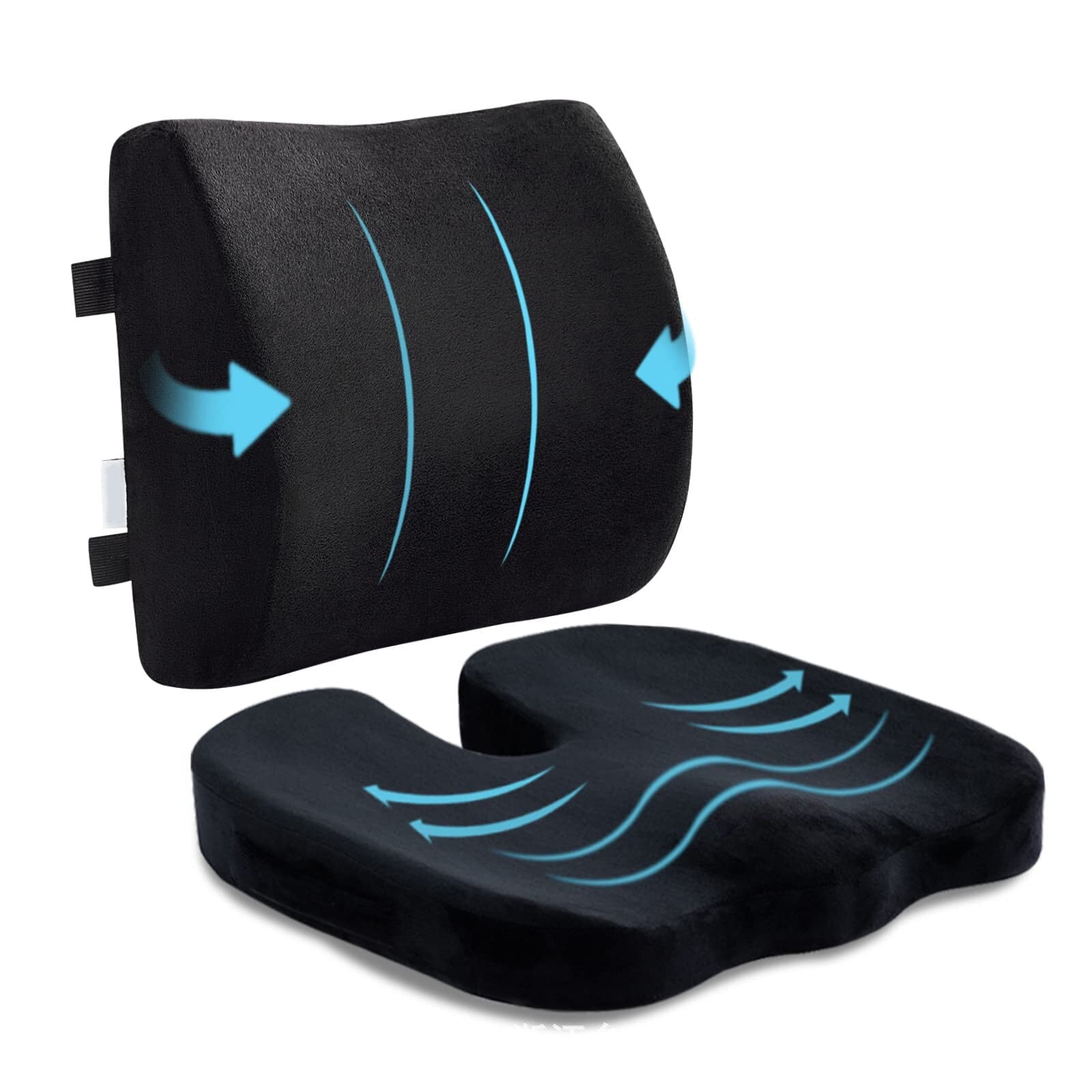 Sacred ComfortTM Dual Cushion Set Ergonomic Lumbar & Tailbone Relief
