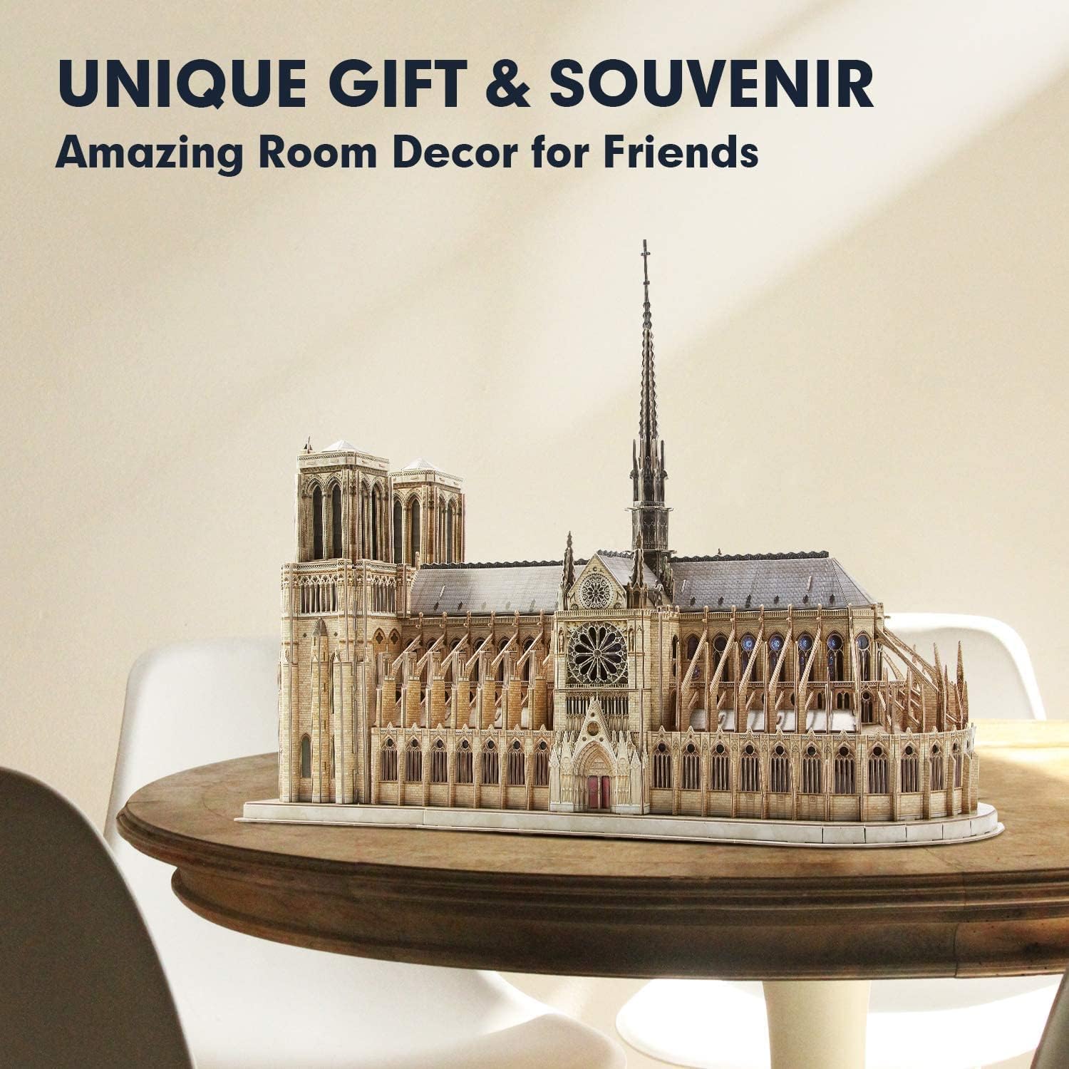 3D Puzzle for Adults Moveable Notre Dame De Paris Church Model Kits Large Challenge French Cathedral Brain Teaser Architecture Building, 293 Pieces Christmas Decorations