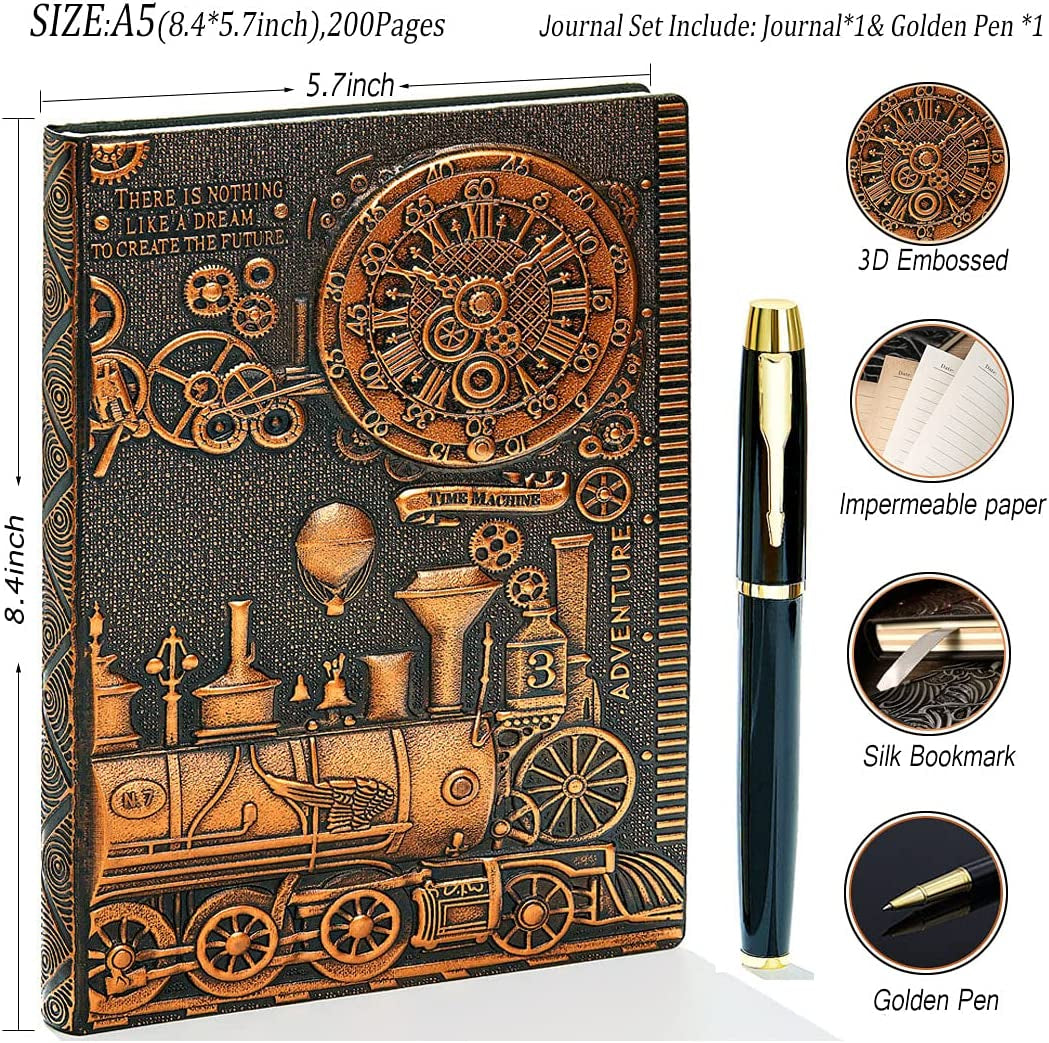 Sacred Scrubs Collection TM Unisex Copper-Embroidered Journal with Gold detailing & Diamond inspired pen/ Luxury wellness writing set
