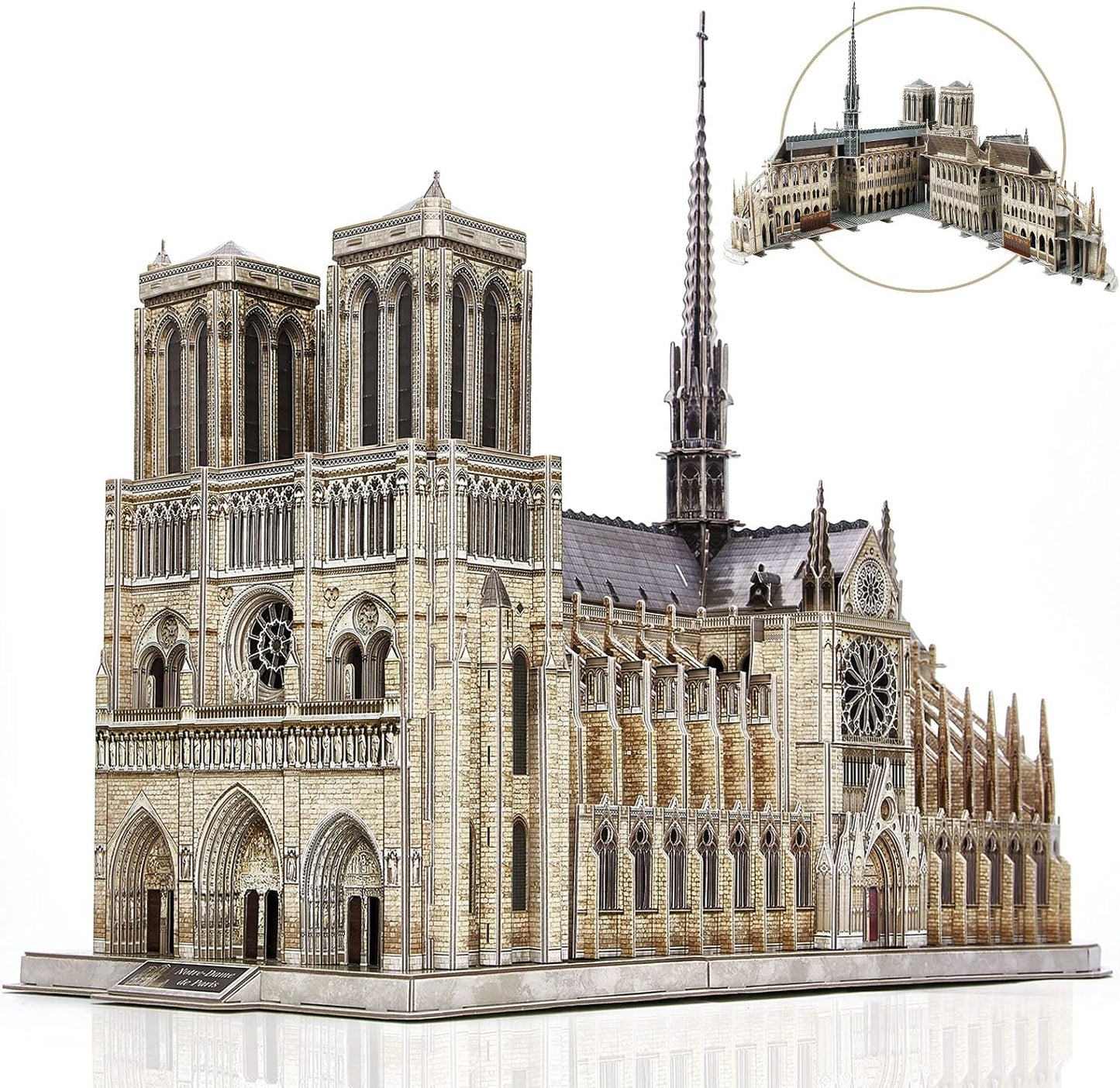 3D Puzzle for Adults Moveable Notre Dame De Paris Church Model Kits Large Challenge French Cathedral Brain Teaser Architecture Building, 293 Pieces Christmas Decorations