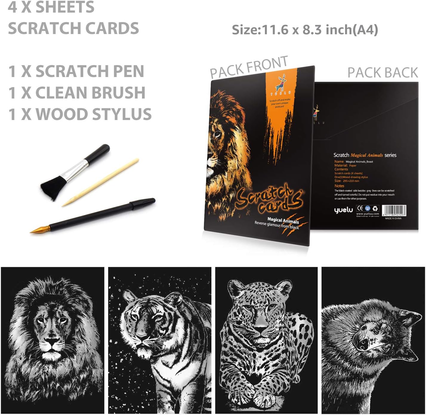 Sacred Creative Series Ferocious Animals Scratch Art Kit