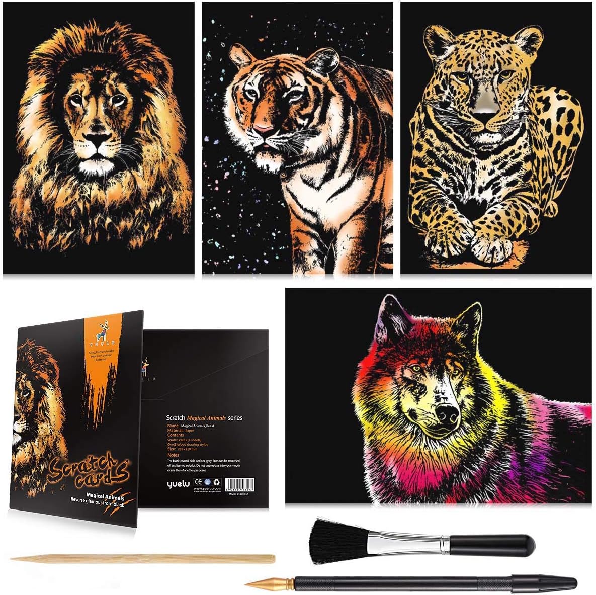 Sacred Creative Series Ferocious Animals Scratch Art Kit