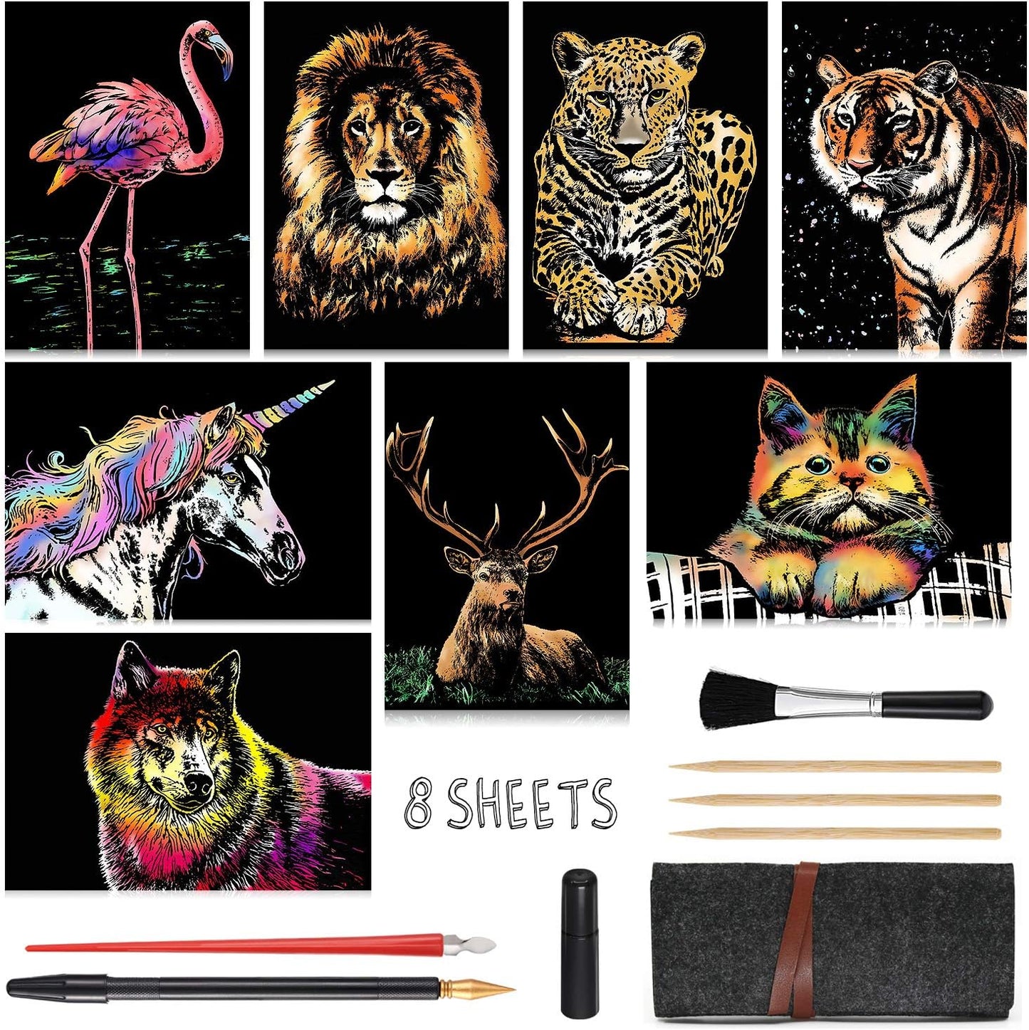 Sacred Creative Series Ferocious Animals Scratch Art Kit