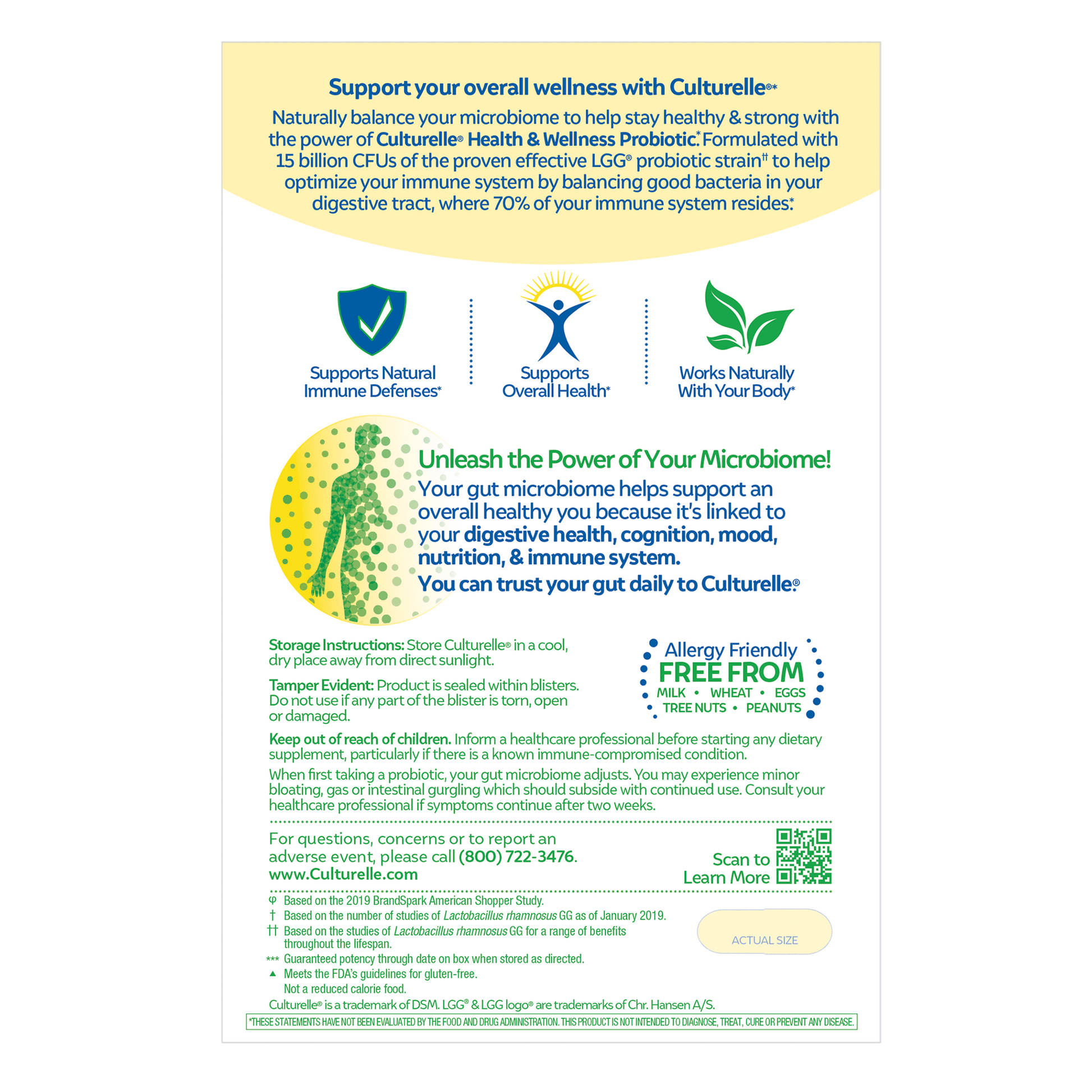 Scared CoreTM-Daily Probiotic + Immune Support (Culturelle, 30 Count)