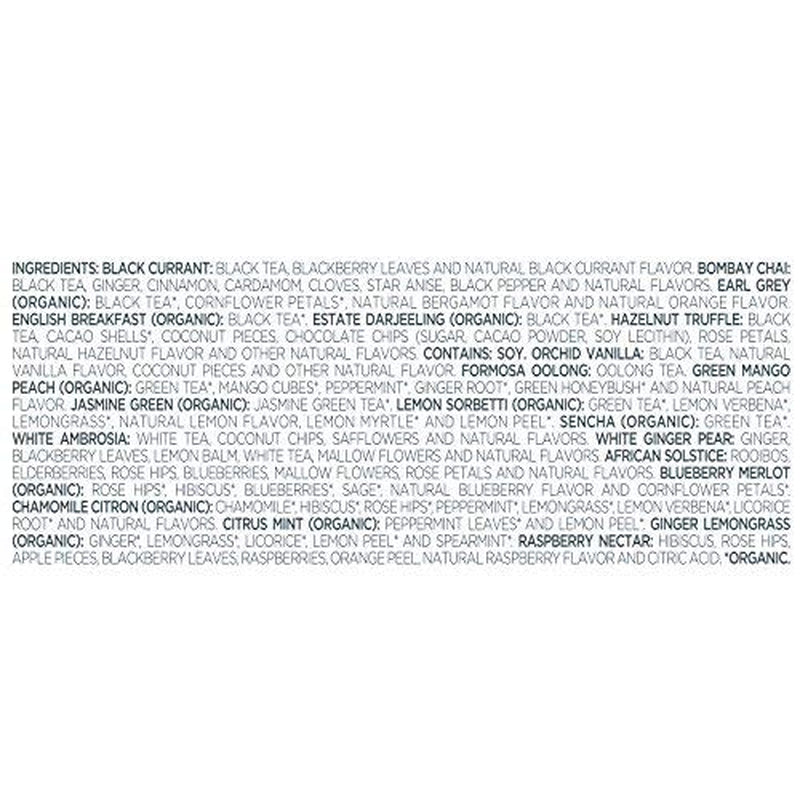 Tea Tasting Assortment Premium Tea Chest Gift Sampler, 40 Count, 2 of Each Variety Blend Individually Wrapped Handcrafted Pyramid Infuser Bags