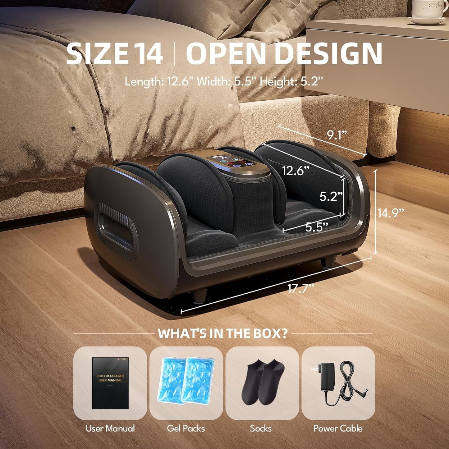 Foot Massager with Heat & Ice Therapy-Fsa HSA Eligible-Shiatsu Foot Massager for Neuropathy, Circulation, Plantar Fasciitis Pain Relief-Deep Kneading Rolling, Gel Packs+Footmuffs Offered-White