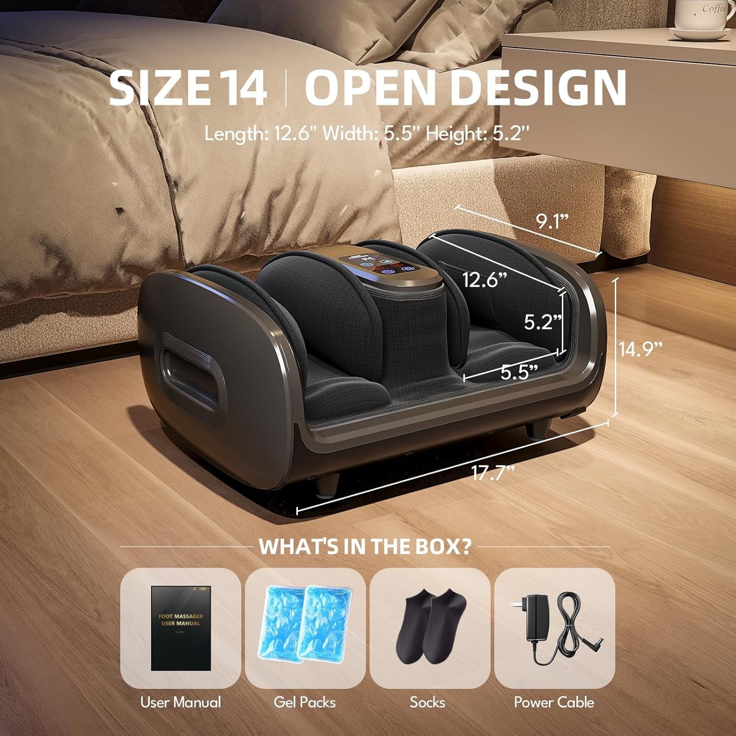 Foot Massager with Heat & Ice Therapy-Fsa HSA Eligible-Shiatsu Foot Massager for Neuropathy, Circulation, Plantar Fasciitis Pain Relief-Deep Kneading Rolling, Gel Packs+Footmuffs Offered-White