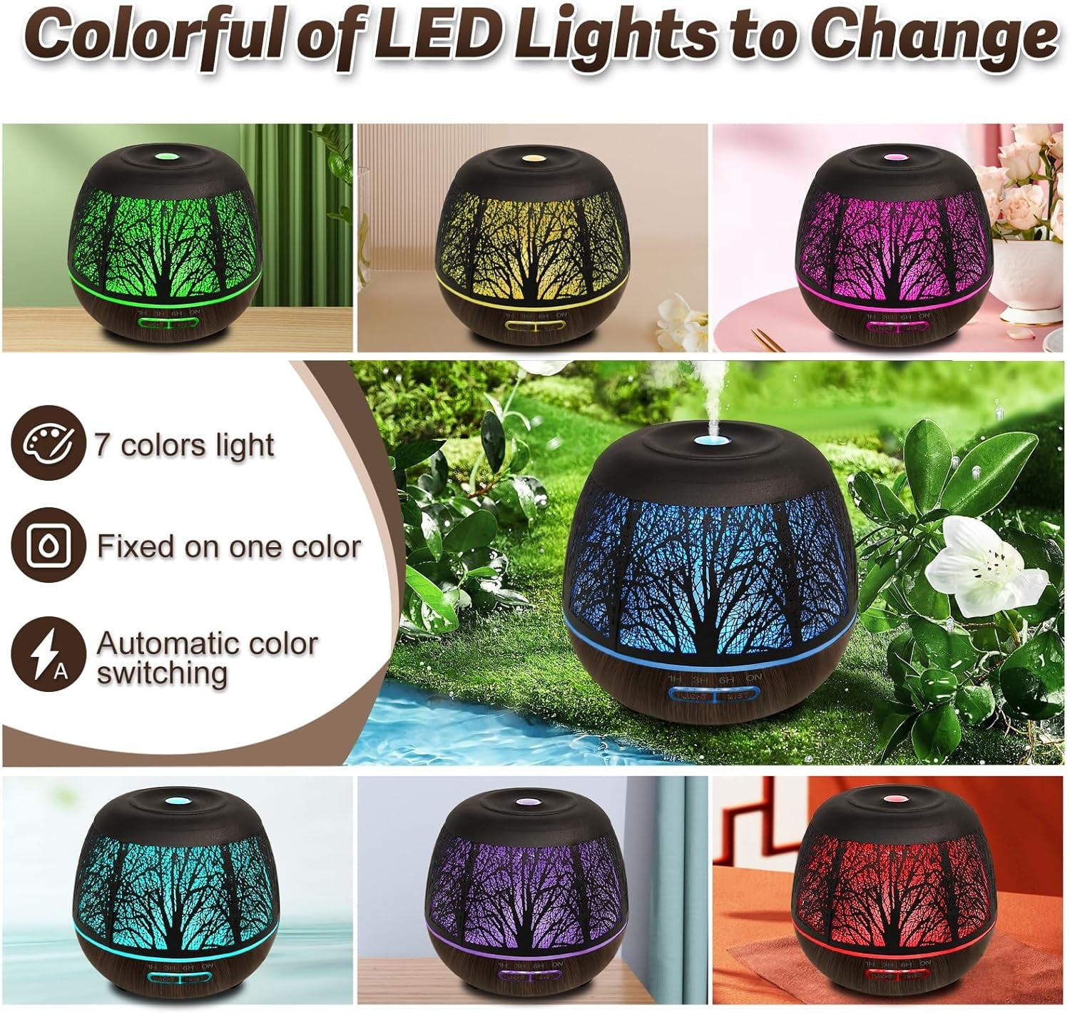 Cool Mist & Waterless Auto-Off 400Ml Essential Oil Diffuser with Remote Control