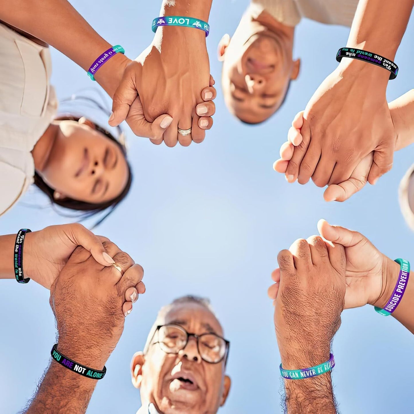 Sacred Strength Awareness Bracelets – 42-Piece Set for Suicide Prevention, Hope & Healing (Purple & Teal)